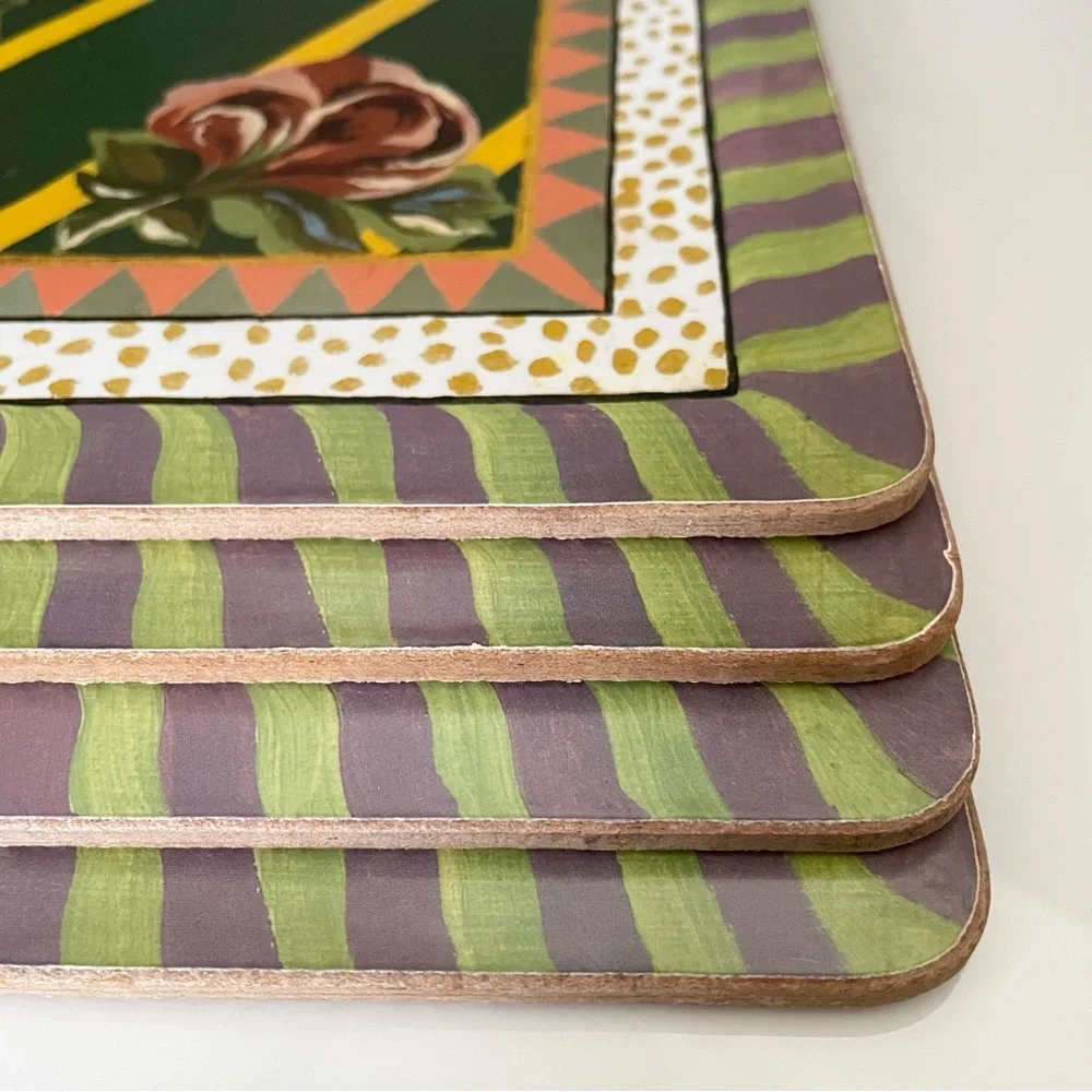 SET of 4 Torquay Rose Placemats by Mackenzie Childs